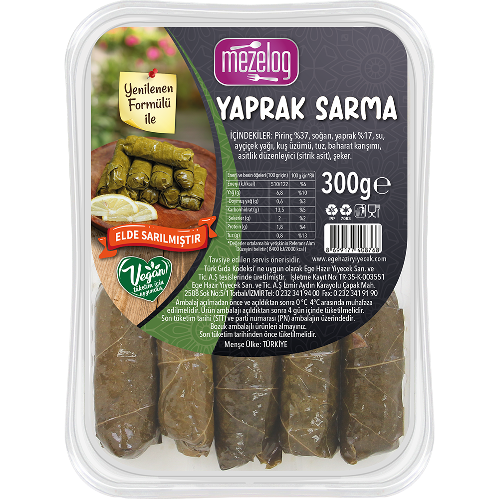 EGE MEZELOG YAPRAK SARMA 300 gr – Madasan Gıda